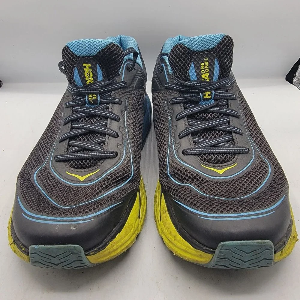 Hoka One One Mens Size 12 Napali Black Blue Yellow Running Sneakers Shoes_2